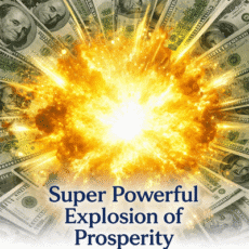 Bright golden explosion surrounded by dollar bills