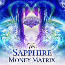 Abstract sapphire-toned energy matrix with glowing geometric forms