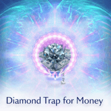 Diamond holding dollar bills with a lock against a glowing abstract background