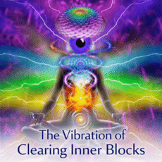 Meditating figure with glowing chakras and energy wave
